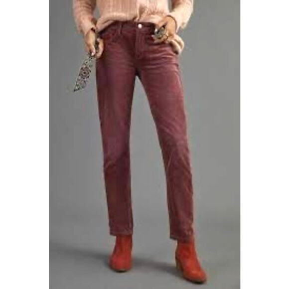 Pilcro Mid-Rise Slim Boyfriend Corduroy Jeans-RASPBERRY Elephant Cord Size 25 - Picture 1 of 8